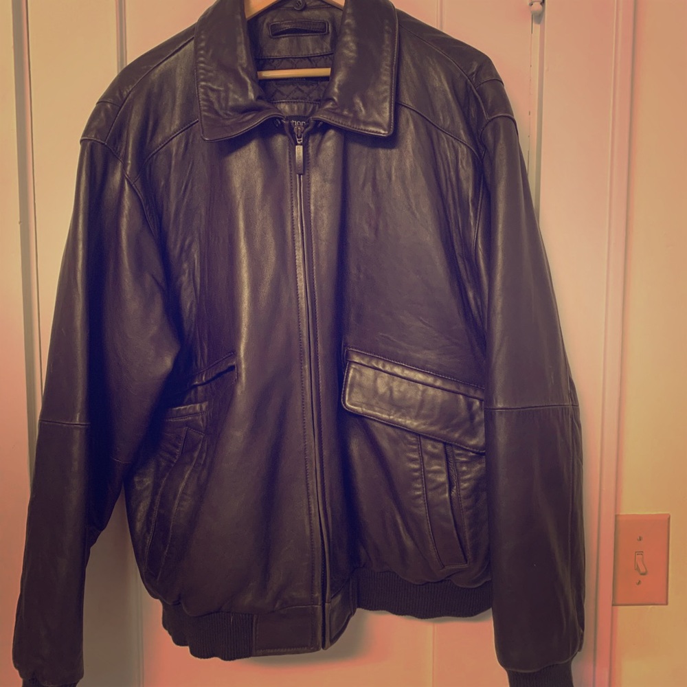Claiborne Lambskin Leather Bomber Jacket XL